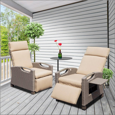 Patio Recliner With Hand-Woven Wicker