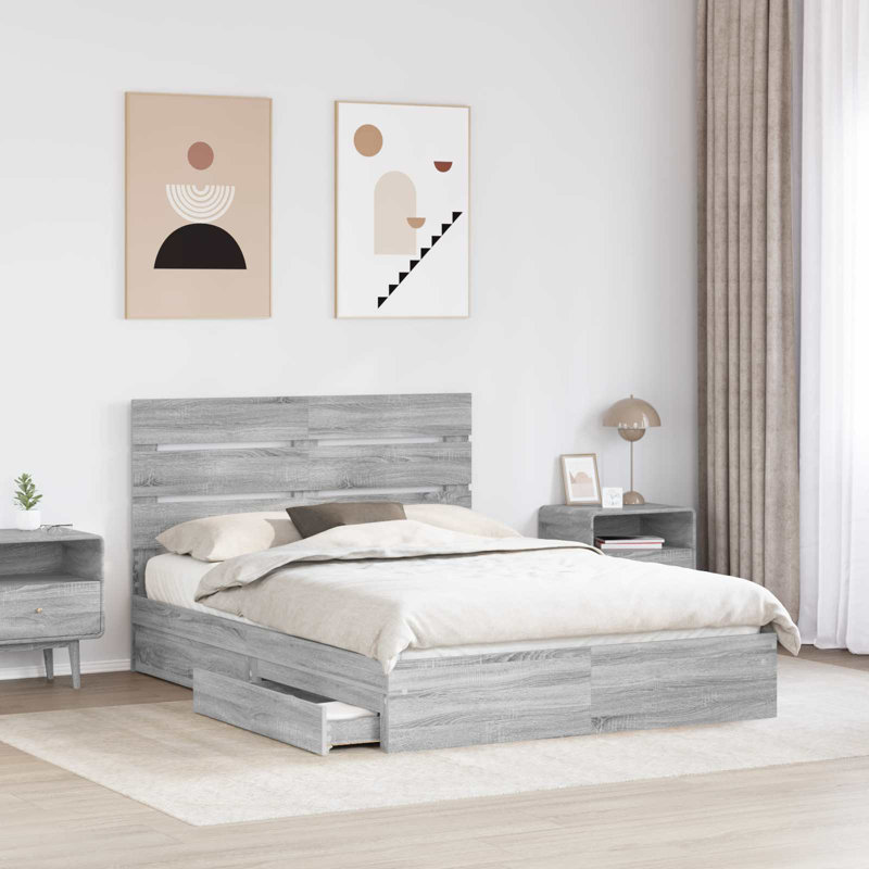 Bed, Grey Sonoma, European Kingsize (160 x 200 cm)