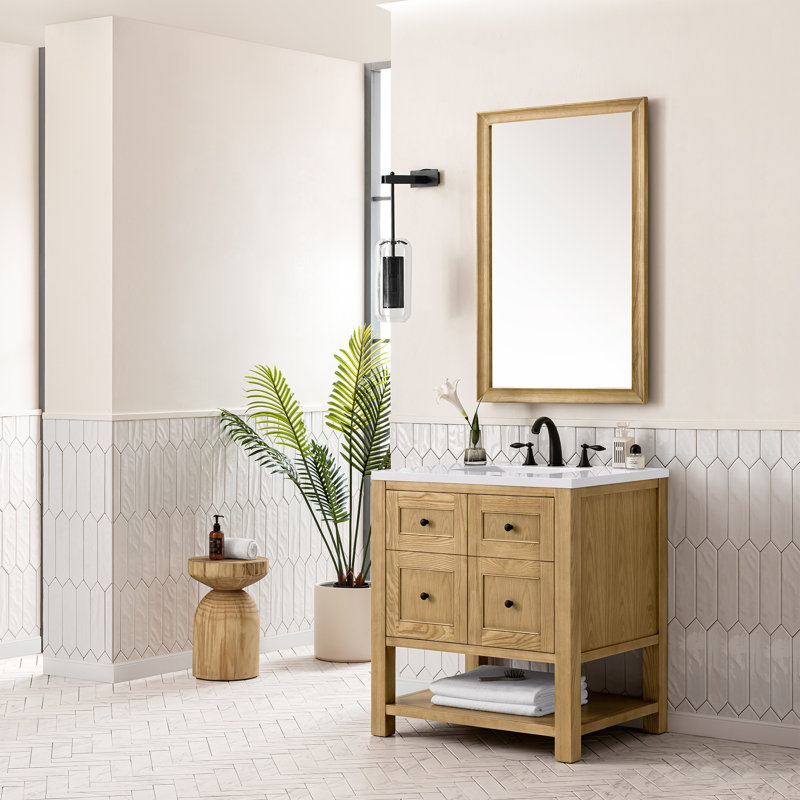 Breckenridge 30'' W Single Vanity, White Zeus, Light Natural Oak, 8" Widespread