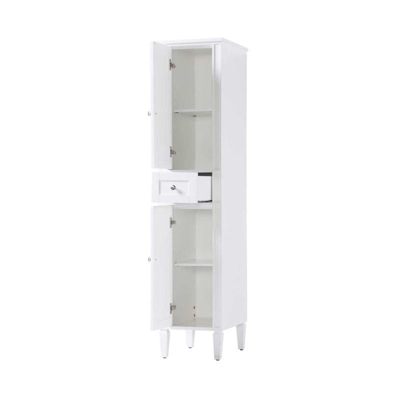 Armoire de rangement pour salle de bain 16 pouces en blanc, 72" H x 16" W x 20" D, Blanc