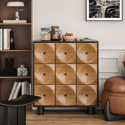 Retro Walnut Solid Wood Accent Cabinet