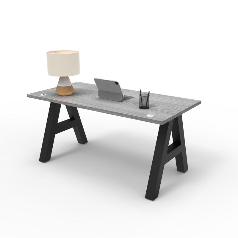 Serenity Modern A-Frame Executive Writing Office Desk, 48x24, Grey Oak Top, 30" H x 48" W x 24" D, Gray Oak