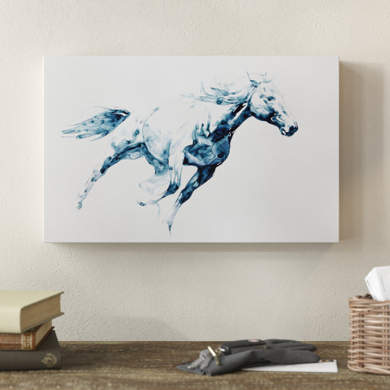 «Sapphire Gallop I» par Julie T. Chapman - reproduction d'art sur toile, H 16 po x l 24 po x P 2 po