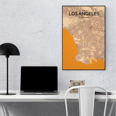 « los angeles city map », reproduction d’impression sur affiche