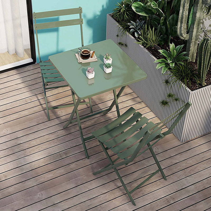 Ensemble bistro 3 pièces de table carrée pliable et chaises, Vert foncé