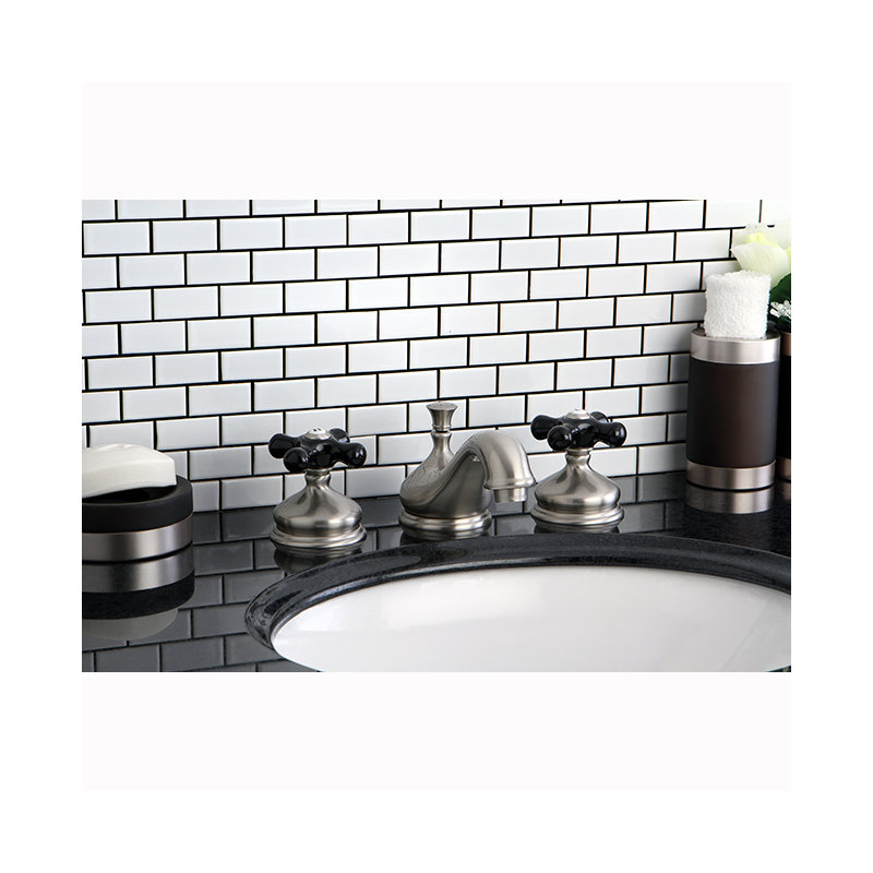 Kingston Brass Duchess Two-Handle 3-Hole Deck Mount Widespread Bathroom Faucet with Brass Pop-Up Drain, Brushed Nickel