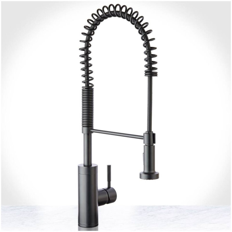 1.75 GPM Single Hole Pre-Rinse Kitchen Faucet, Flat Black