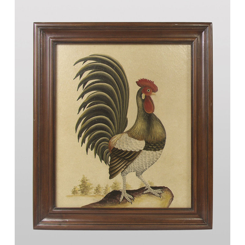 Reproduction de coq, peinture encadrée