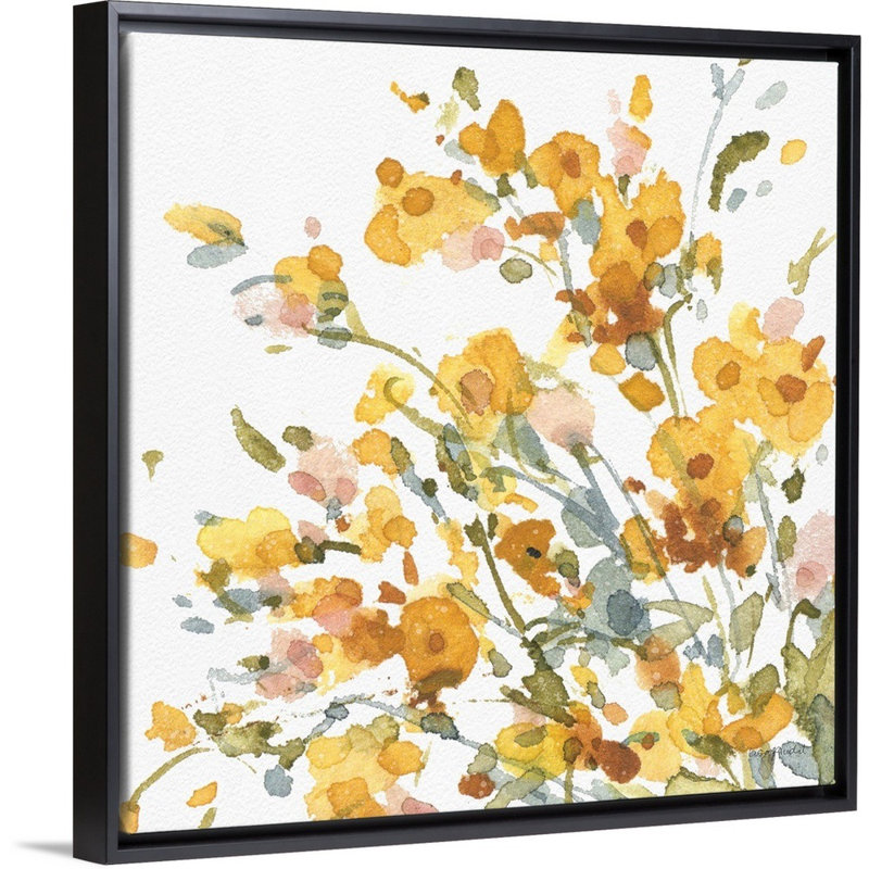«Happy Yellow 09» par Lisa Audit - reproduction d'art, Toile avec cadre noir, H 22 po x l 22 po x P 1,75 po
