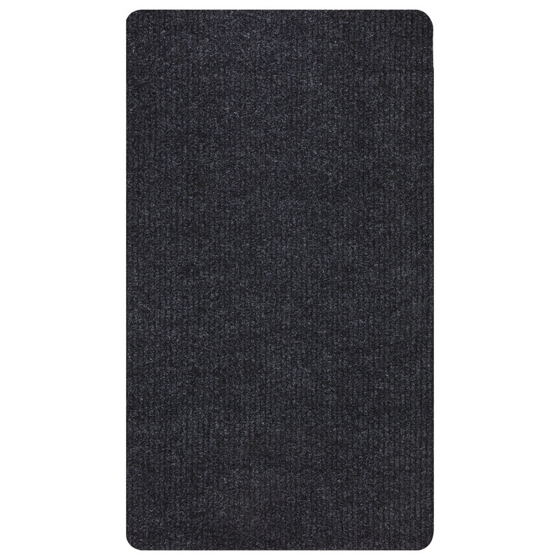 Black Non-Slip Synthetic Hallway Runner Rug, 2'7" x 9'10"