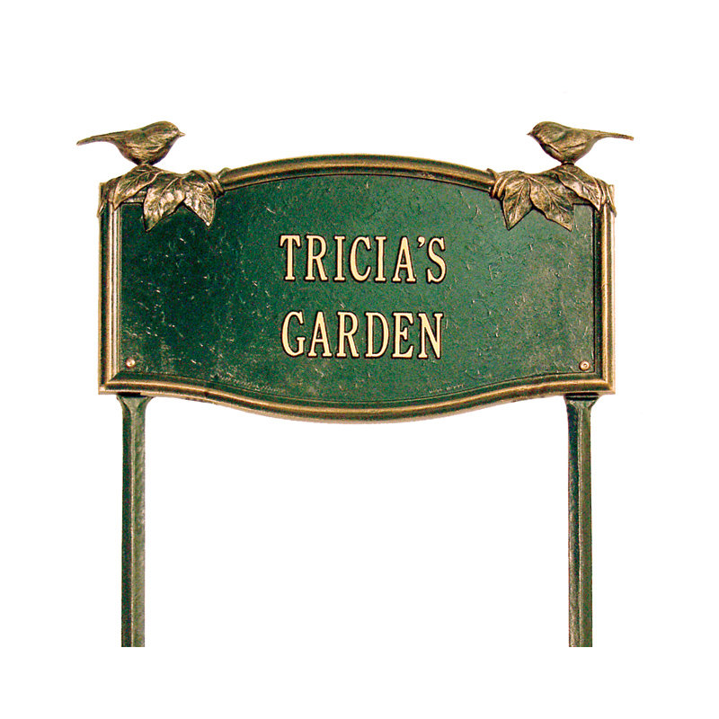Chickadee Garden Sign, Yes, Green/Gold