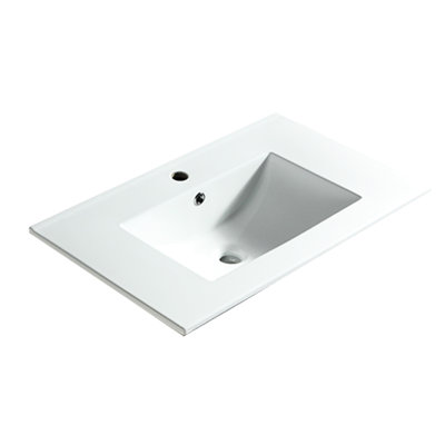 Dessus de meuble-lavabo en céramique blanc de 30 po pour la salle de bain - surface lisse, sans taches, facile à nettoyer et à entretenir de conception contemporaine, finition brillante, salles de bain résidentielles idéales