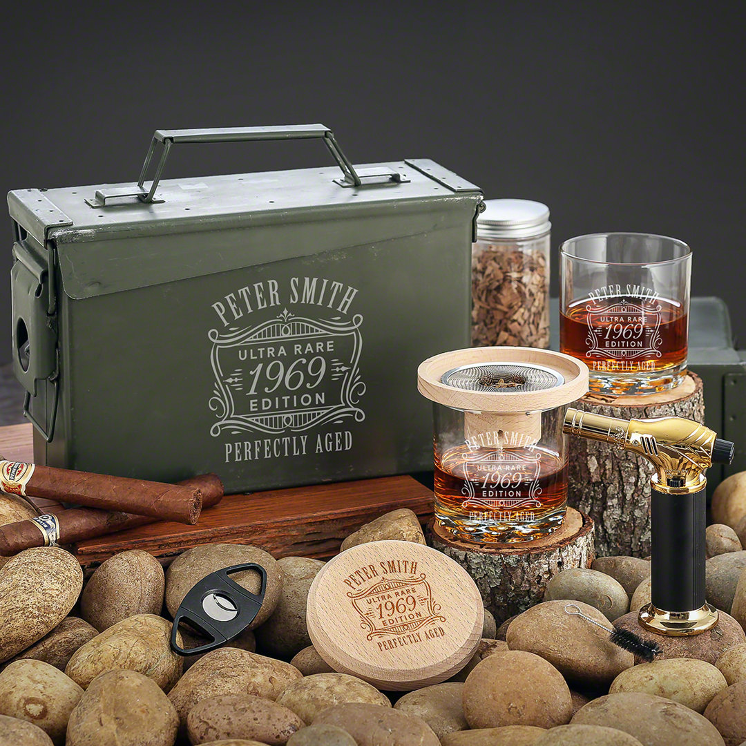 Halo Drink Smoker 9 Pc Personalized 30 Cal Set Ultra Rare Home Wet Bar 