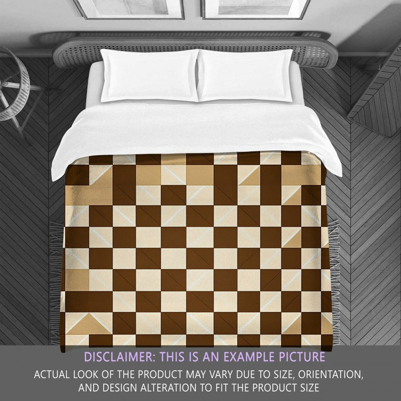Polyester Comforter, Queen Comforter, Brown/White Checkered