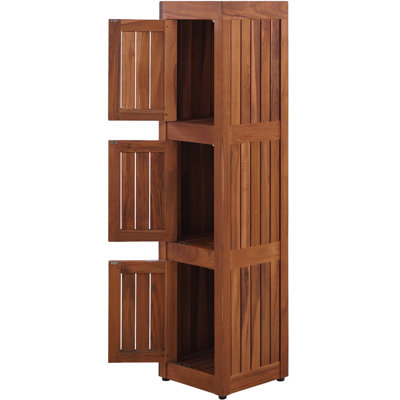 Sula Three-Level Teak Tower Floor Cabinet