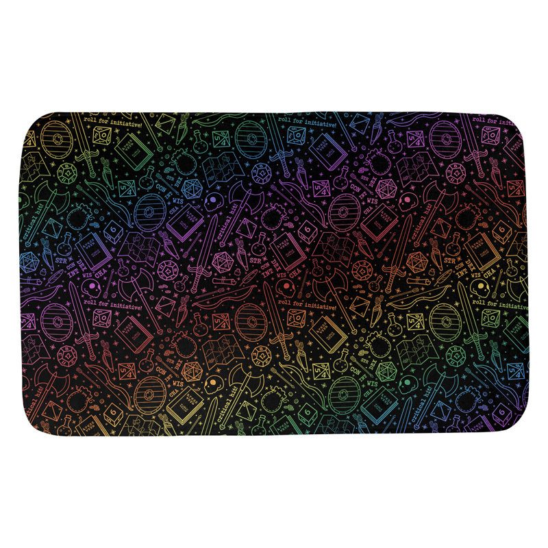 Tapis pour salle de bain rpg Leffel, l 17 po x L 24 po, Noir et arc-en-ciel