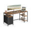 Computer Desk, Work Desk with Storage, 3 Shelves, 2 Drawers, 60 x 160 x 76 cm, Rustic Brown and Matte Black-594336537