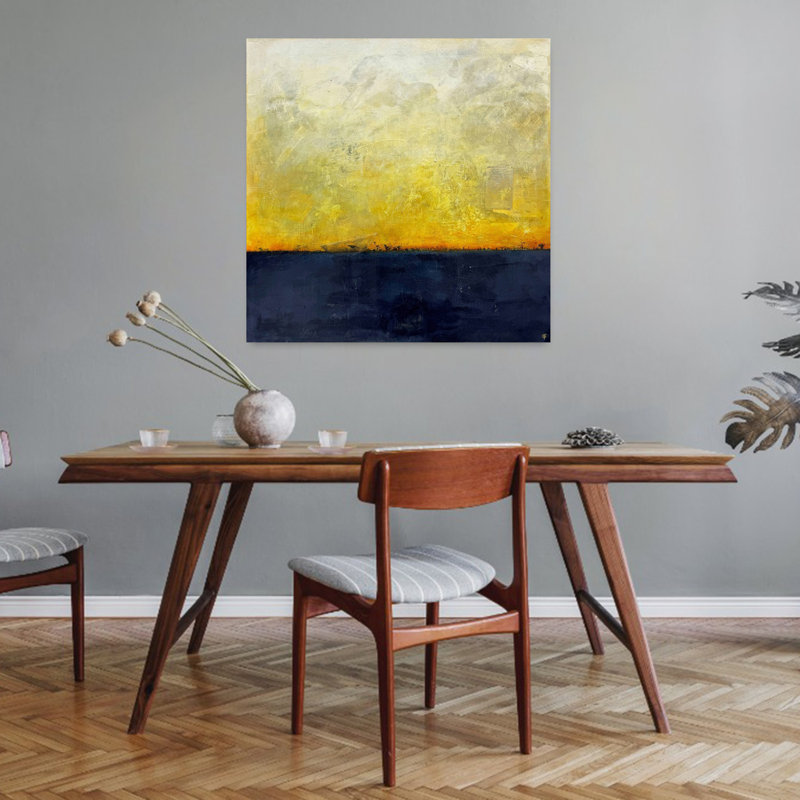 Art mural de paysage contemporain abstrait guidé par la lumière, H 32 po x l 32 po