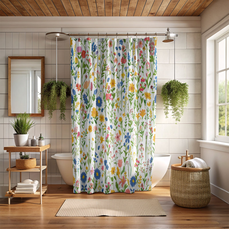 New Flora - Premium Shower Curtain, 74"H x 71"W