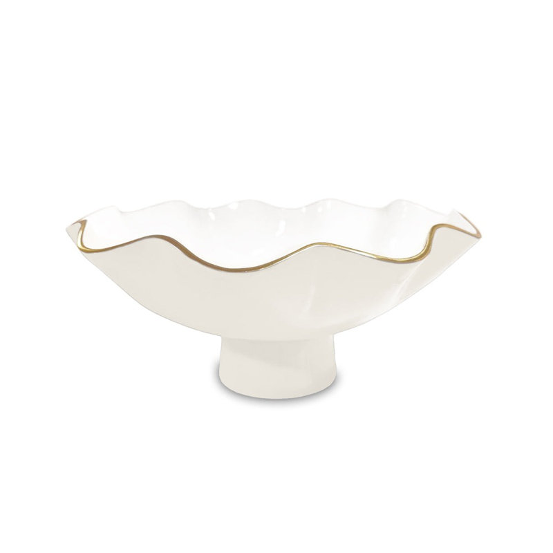 ENCANTO Carola Pedestal, 3.5" H x 8.75" W x 8.75" D, Cream/White
