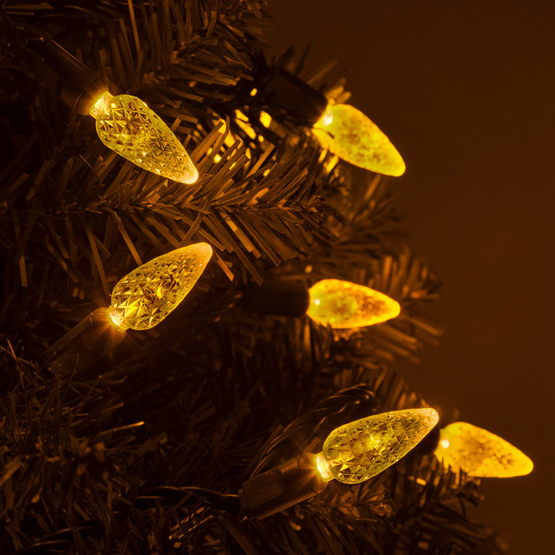 70 Light C6 LED Christmas String Lights, Gold