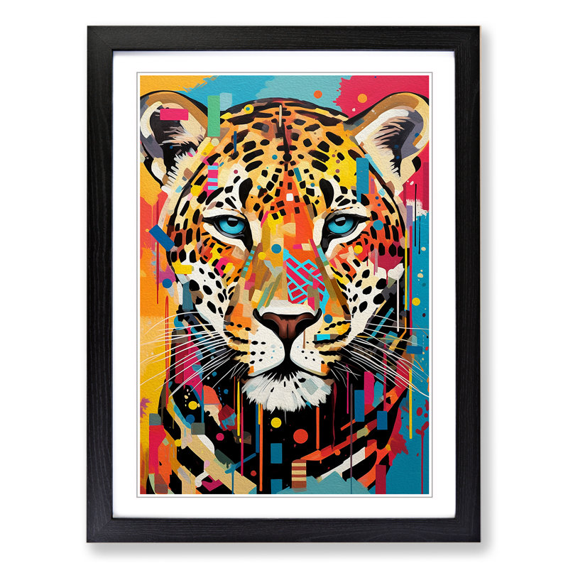Leopard Constructivism - Framed Print, 34cm H x 25cm W x 2cm D, Black