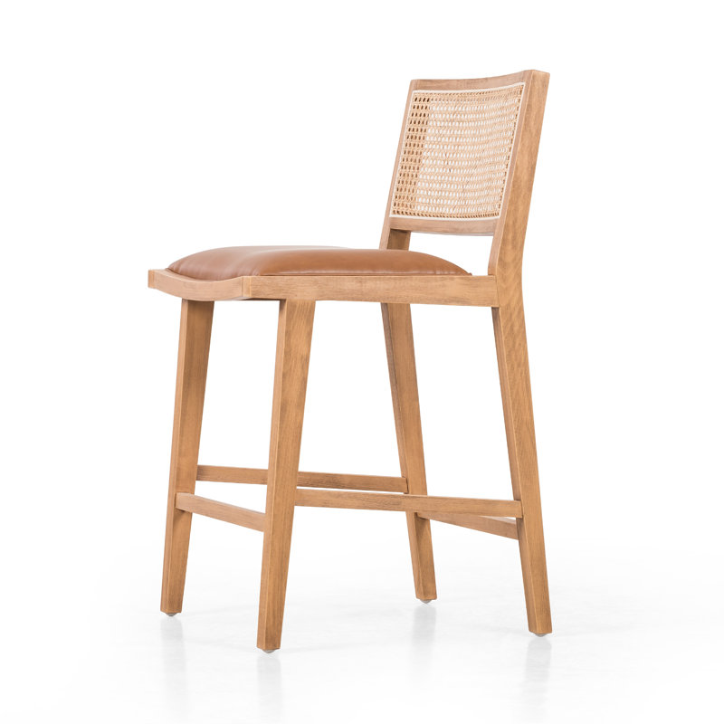 Caswell 27" Counter Stool, Counter Stool (27” Seat Height), Butterscotch Faux Leather