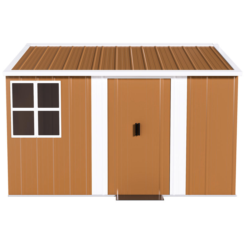 Remise de jardin en métal robuste de 8 pi x 10 pi avec fenêtres, porte verrouillable et ventilation pour garder la pelouse propre et bien rangée