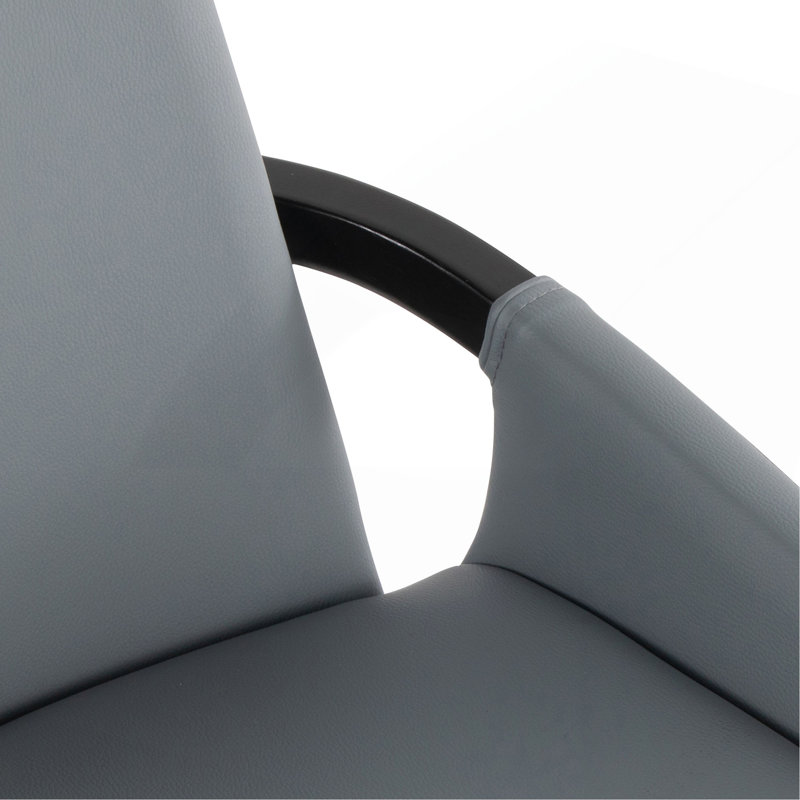 Chaise en bambou et similicuir, Gris