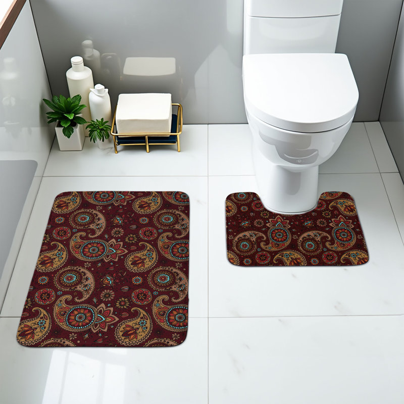 Tapis de salle de bain à motif cachemire 2 pièces 