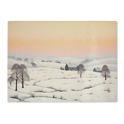 Winter Landscape Minimalism  Glass Chopping Board
