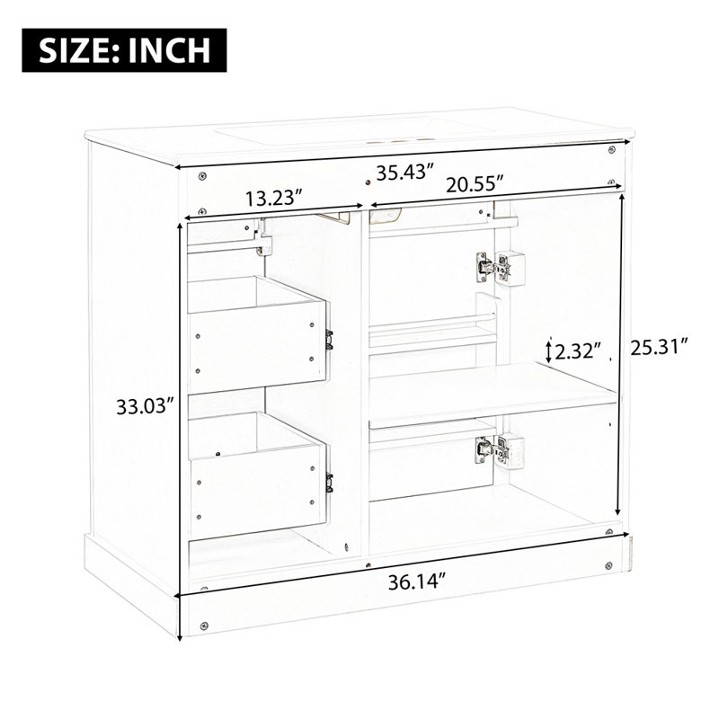 Meuble-lavabo 36 po avec lavabo, Vert, Doré