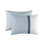 Literie pour grand lit bleu - 8 pièces avec imprimé uni de couleur marine et 8 taies décoratives-117061493