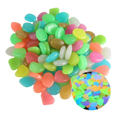 300Pcs Outdoor Glowing Pebbles Stone Luminous Decorative Glowing Rocks For Garden Pathway, Patio Decor,Yard Art, Aquarium Fish Tank