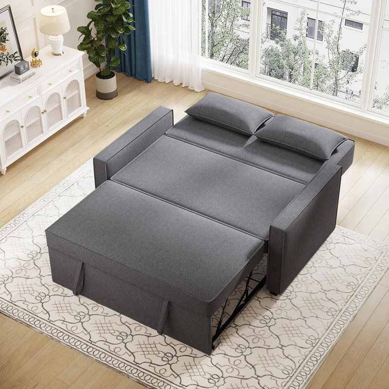 Canapé-lit inclinable en lin Modern, Gris foncé