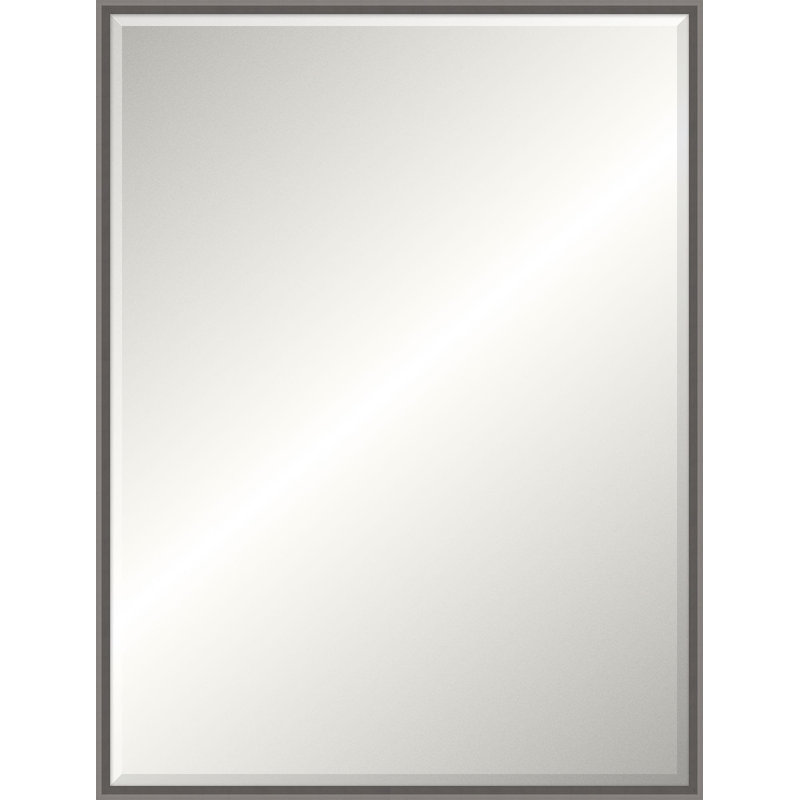 Ridgeline Solid Wood Beveled Mirror, 49.5" x 37.5", Satin Dark Silver, Rectangle