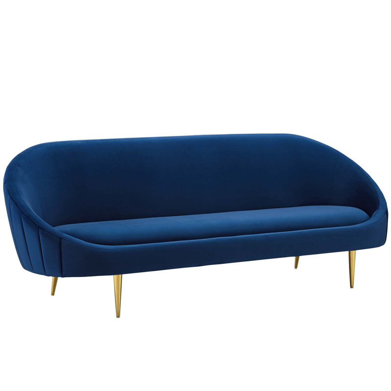 Modway Silver Orchid Perez Vertical-curve Back Sofa, Navy Velvet
