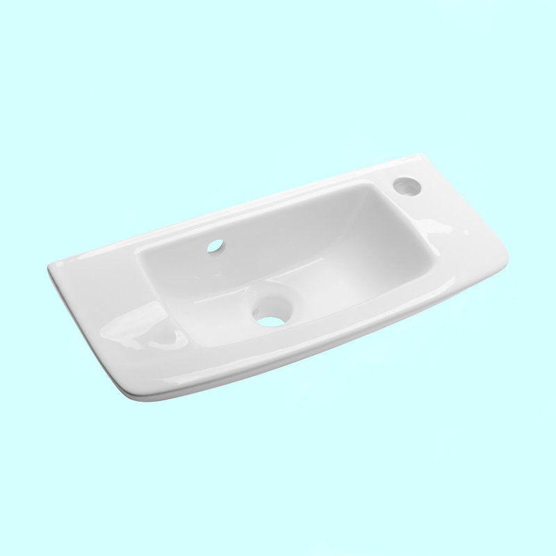 Compact White Glazed Ceramic Wall-Mount Vessel Sink