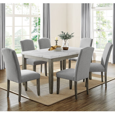 Sedbergh 6 - Person Marble Top Four Leg Dining Set