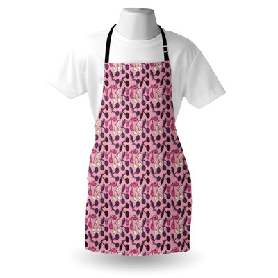 East Urban Home Summer Apron Unisex Pastel Colored Cherry Art Adult Size Pale Pink Multicolor