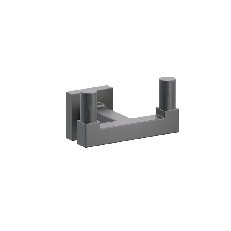 Emtek Select Double Hook w/ Small Square Rosette, Square Stem & Knurled Tip, Flat Black