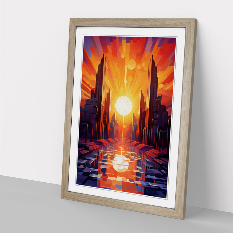 Single Picture Frame Print on Wood, Oak Framed, 34cm H x 25cm W