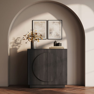 Buffet Cabinet W/ Adjustable Shelf & Symmetrical Doors, Espresso Black