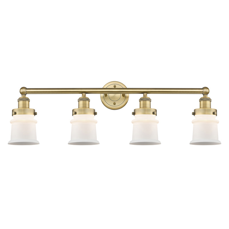 Cailen 4 - Light Dimmable Vanity Light, Matte White, Brushed Brass