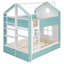 Lit superposé double au dessus d'un lit double avec toit éclairé, tablettes de rangement multiples, tiroirs et armoires-25591844-241961613