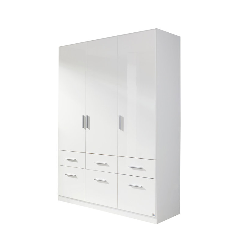 Celle 3 Door Wardrobe, High Gloss White and Alpine White