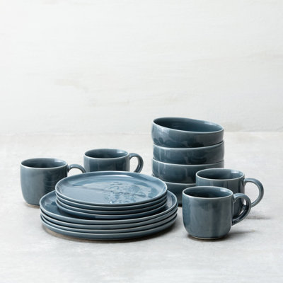 Fortessa Nosse With  Svelte Stoneware, 16 Piece Dinnerware Set (service For 4) In Deep Blue