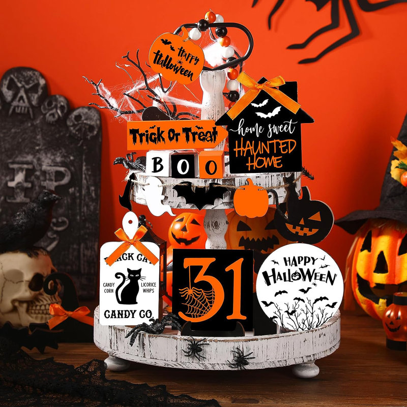 Ensemble de 15 plateaux décoratifs 15 étages Halloween