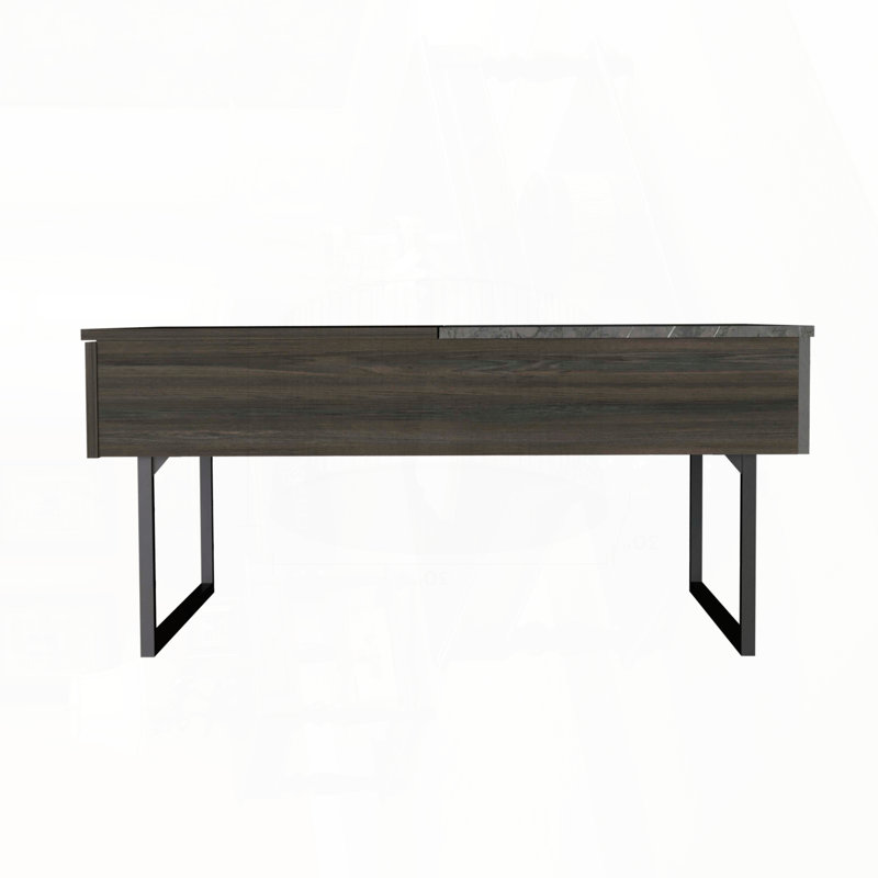 Table basse à plateau relevable avec tiroir et pieds en métal - Espresso / Onyx