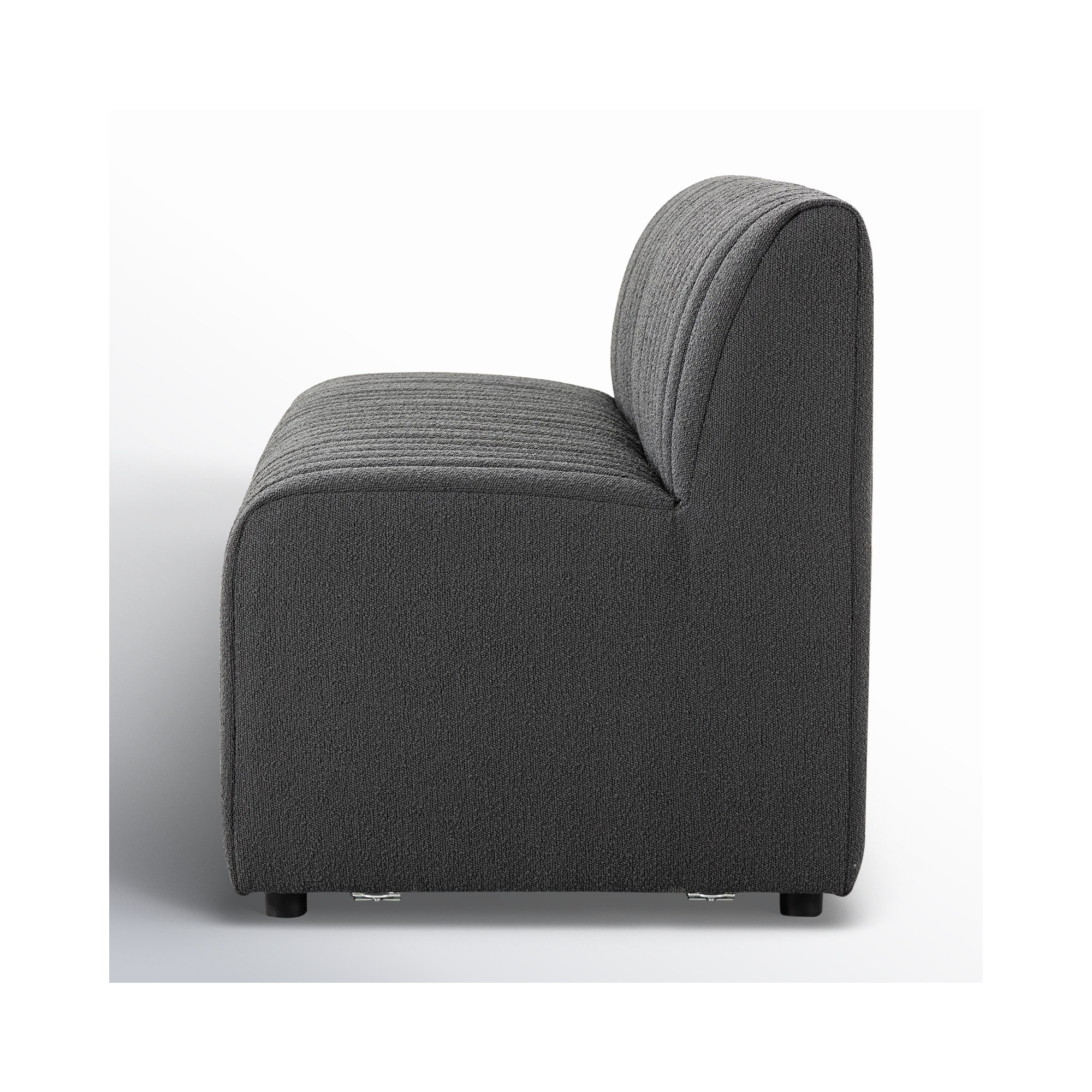 Brandt Bench, Fiqa Charcoal Boucle, 31.5" H x 72" W x 28" D